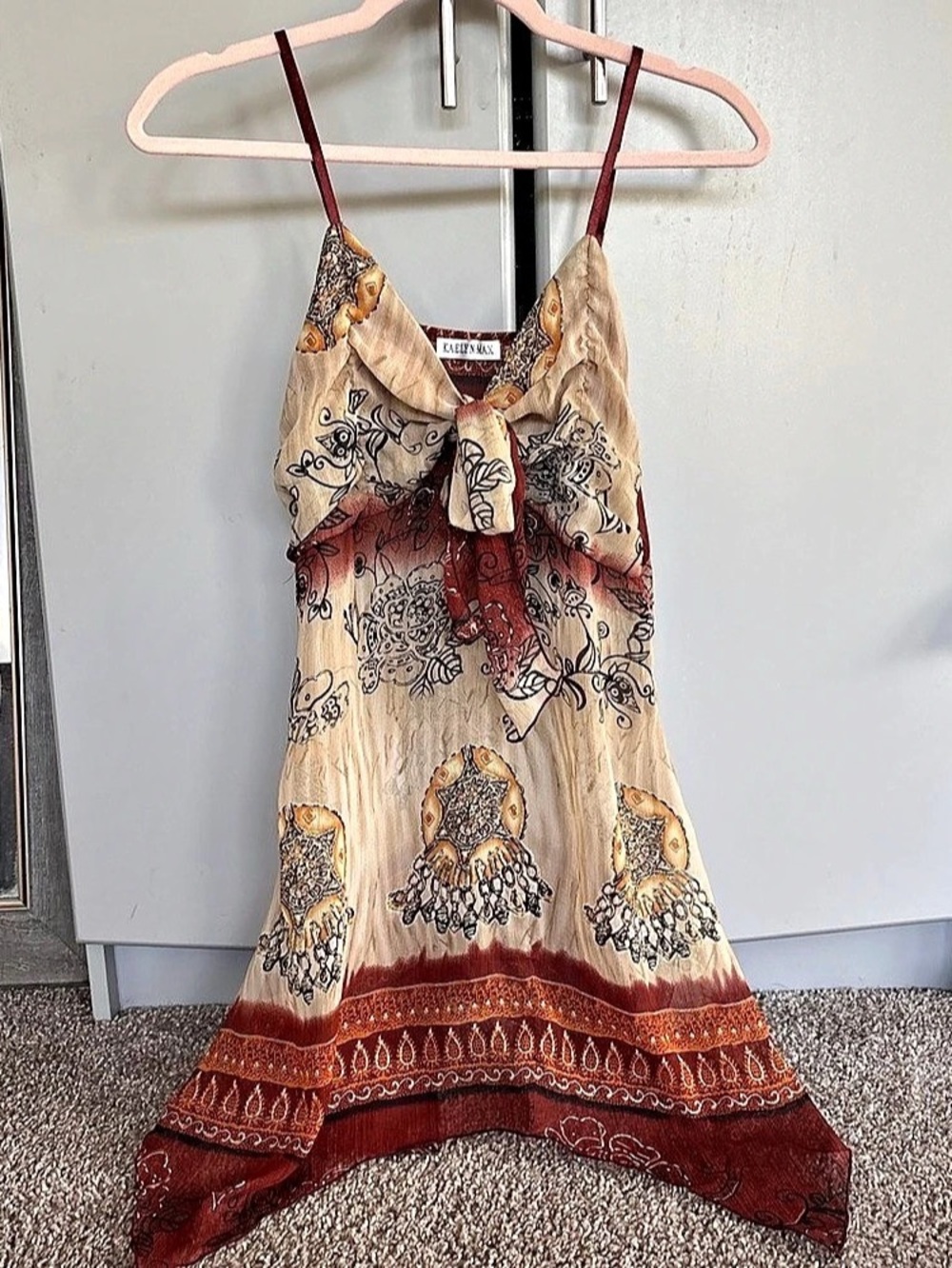 Vintage Kaelyn Max Paisley Maxi Dress in Brown & Cream Like New